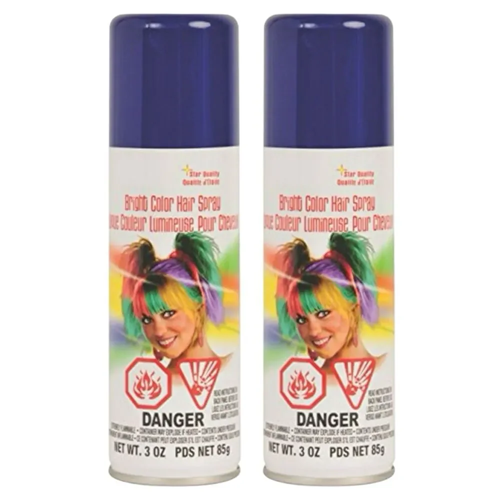 2 Rubie's Halloween Costume Bright Color Hair Spray Star Quality Purple 2 Oz. Ea